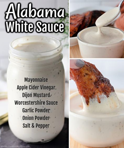 For a creamy and tangy take on barbecue sauce, make this fantastic Alabama White BBQ Sauce! So simple to whip up in minutes, you'll love serving this special sauce with grilled meats, chicken wings, or even on hamburgers. Alabama White Sauce, White Bbq Sauce, Homemade Bbq Sauce Recipe, Yum Yum Sauce, Pizza Sauce Homemade, Bbq Sauce Recipe, Bbq Sauce Homemade, Homemade Bbq, Incredible Recipes