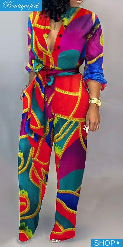 Colorful Suits For Women, Jump Suites Elegant, Vintage Jumpsuit Outfits, Designer Jumpsuits For Women, Vintage Jumpsuit, Tie Waist Jumpsuit, Afrikaanse Mode, Jumpsuit Elegant, African Print Fashion Dresses