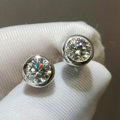 Studs For Men, Round Diamond Earrings, Boys Jewelry, Solitaire Earrings, Womens Earrings Studs, Solitaire Studs, Moissanite Earrings, Fine Earrings, Girls Jewelry