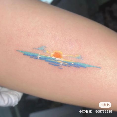 Simple Colorful Tattoos, Small Tattoo Cover Up, Blue Color Tattoo, Tattoo Designs Color, Realism Tattoo Ideas, Colourful Tattoo, Lgbt Tattoo, Small Colorful Tattoos, Tattoos Aesthetic