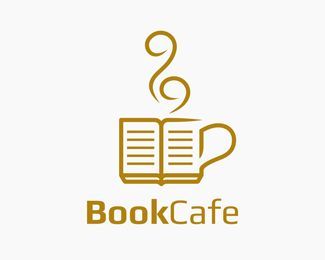 BookCafe Logo design - Logo is combination of book and a cup of coffee. Suitable for coffee shop, bookstore, library, and much more. Book Cafe Logo, Logo Bookstore, Library Logo Design, Logos Bookstore, Coffee Shop Bookstore, Bookstore Logo, Book Logo Design, Cafe Logos, Coffee Shop Logo Design