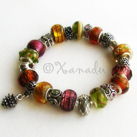 Green Gold Purple Autumn Treasures European Style by xanaducharms, $34.95 Purple Autumn, Pandora Bracelet Designs, Pandora Murano, Chunky Bracelets, Pandora Style, Gold Charm Bracelet, Beads Charms, Fashion Autumn, Jewellery Ideas