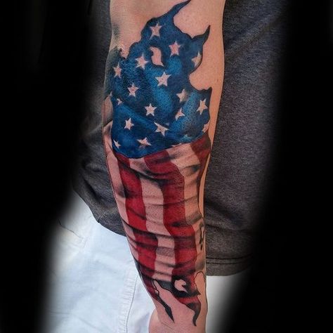 Guys Forearm Tattoos, We The People Tattoos, Patriotic Tattoo Ideas, We The People Tattoo, American Flag Forearm Tattoo, American Flag Sleeve Tattoo, People Tattoos, Police Tattoo, People Tattoo