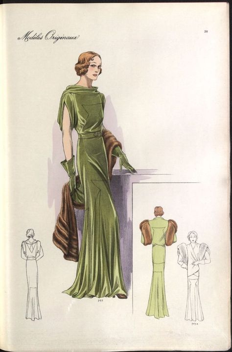 1934 №5 "Beaux-Arts des Modes", ÖNB | Fashion illustration vintage, 1938 fashion, Art deco fashion 1930s Fashion Plates, 1938 Fashion, Motif Soutache, 1930s Fashion Women, Western Womens Fashion, Vintage Fashion 1930s, 1930 Fashion, Deco Fashion, Magazine Pictures