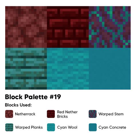 Red Minecraft Palette, Mc Block Palettes, Minecraft Mangrove Palette, Color Palette Minecraft, Minecraft Colour Palette, Minecraft Palettes, Minecraft Color Palette, Minecraft Block Pallets, Minecraft Palette