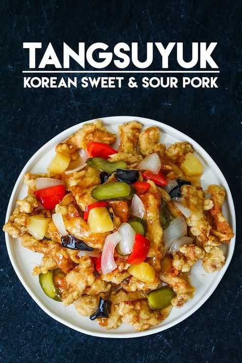 Korean Sweet And Sour Pork, Tangsuyuk Recipe, Tangsuyuk Korean Style, Sweet Sour Pork Recipe, Sweet And Sour Pork Recipe, Vegan Pork, Sweet N Sour Pork Recipe, Sweet Sour Pork, Egg Substitute