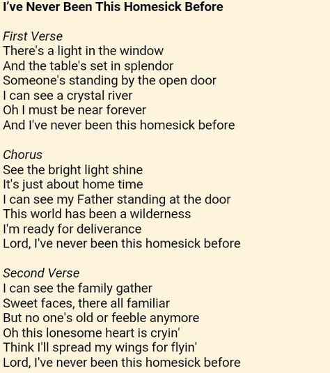 I've Never Been this Homesick Before lyrics U God, Spiritual Songs, Chorus, Song Lyrics, Psalms, Spirituality, Songs, Music, Quick Saves