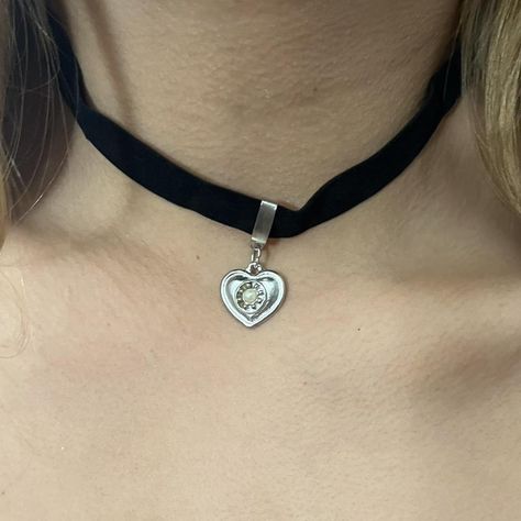 Vintage Y2K heart chokers 
Like new
Has folds from... - Depop Chokers Aesthetic, Y2k Choker, Goth Coquette, Y2k Heart, Vintage Goth, Heart Choker, Vintage Y2k, Choker, Like New