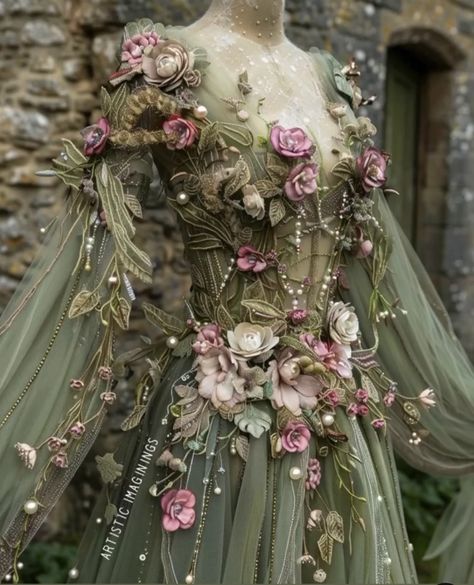 Aesthetic Ball Gowns, Faerie Aesthetic, Ballroom Dress Inspiration, Victorian Accessories, Pagan Wedding, Fairytale Gown, Ball Aesthetic, Fairytale Fashion, Fairy Wedding