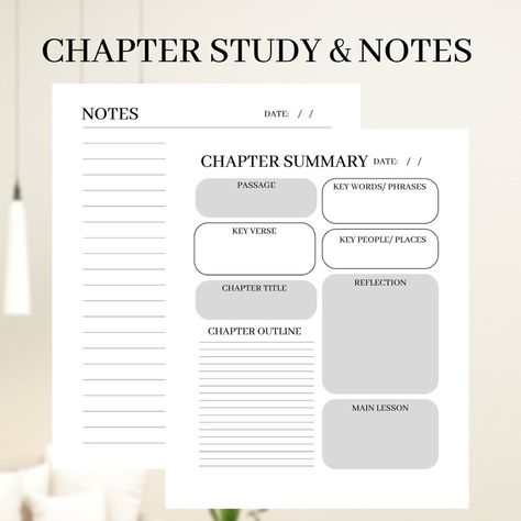 Chapter Summary Template, Summary Template, Bible Study Template, Chapter Summary, Journals Notebooks, Notes Template, Study Notes, Etsy Australia, Bible Study