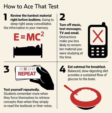 What is the best way to study by Sue Shellenbarger.  These are based on cognitive psychology research, except for the oatmeal thing (BTW, it doesn't have to be oatmeal if you don't like it; any sufficiently complex carbs will do). 1000 Lifehacks, Daily Life Hacks, Cognitive Psychology, Psychology Research, Learning Tips, Michael Johnson, Study Techniques, Exams Tips, Study Help