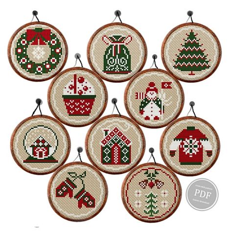 NARAxStitchPatterns - Etsy Gnome Cross Stitch Christmas Ornaments, Stitched Ornaments, Merry Christmas Cross Stitch, Christmas Stitch, Xmas Cross Stitch, Cross Stitch Christmas, Cross Stitch Christmas Ornaments, Embroidery Christmas, Hoop Embroidery