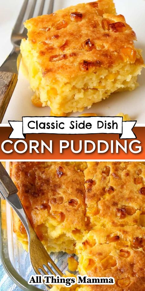 Easy Corn Pudding is a perfect classic side dish for everyday meals or holiday dinners that will take you back to grandma’s house every time! Easy Corn Pudding, Easy Corn, Corn Pudding, Holiday Dinners, Grandma's House, Veggie Side Dishes, Everyday Meals, Veggie Sides, Holiday Dinner