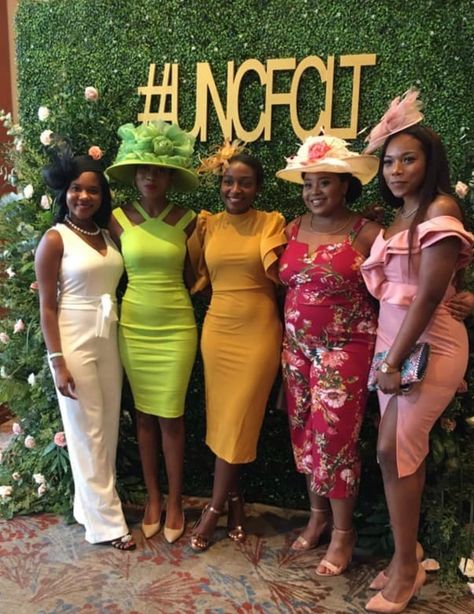 Tea Party For Black Women, Kentucky Derby Brunch Outfit, Black High Tea Outfits For Women, Derby Outfits Black Women, Tea Party Outfits For Black Women Summer, High Fashion Tea Party, Tea Party Bridal Shower Ideas Outfit Black Women, Tea Party Attire For Black Women, Kentucky Derby Black Women