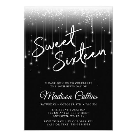 Black And White Sweet 16 Invitations, Black And White Sweet 16 Dresses, Black And White Sweet 16 Theme, Black And White Sweet 16, Debut Theme Ideas, White Sweet 16, Black Sweet 16, Hollywood Sweet 16, Black And White Party Decorations