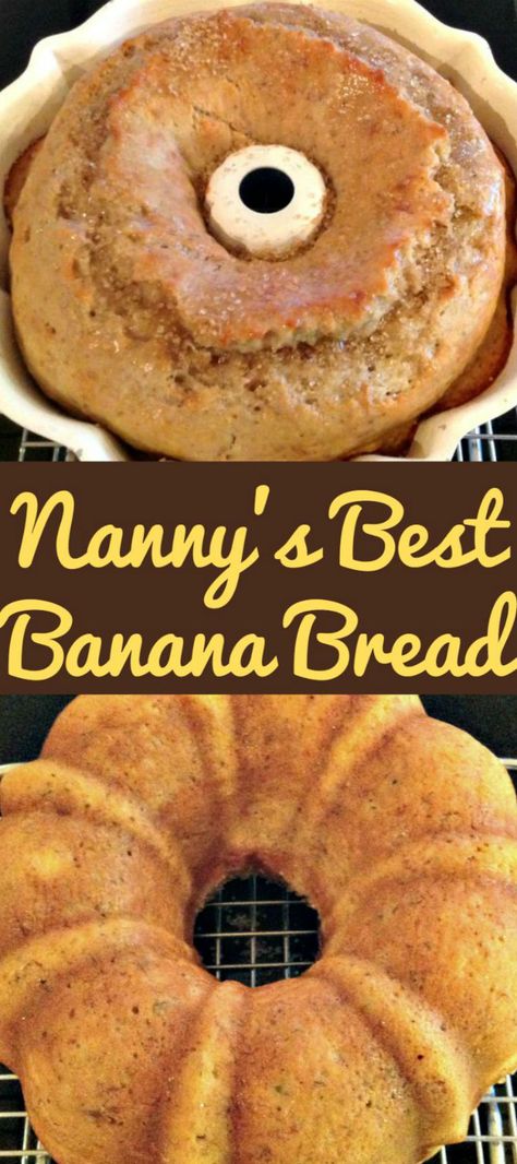 Nanny's BEST Banana Bread is a lovely soft, moist cake and absolutely delicious with the glazed poured over! A nice, easy recipe and freezer friendly too! | Lovefoodies.com Banana Bundt, Moist Cake, Best Banana Bread, Banana Nut Bread, Crinkle Cookies, Bundt Cakes Recipes, Bread Cake, Dessert Bread, Moist Cakes