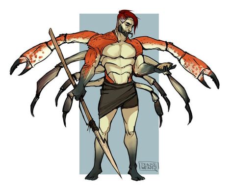 Unique Artstyles, Crab Character, Birthday Character, Dungeons And Dragons Races, Crab Art, Super Powers Art, Alien Character, Folk Design, Simple Man