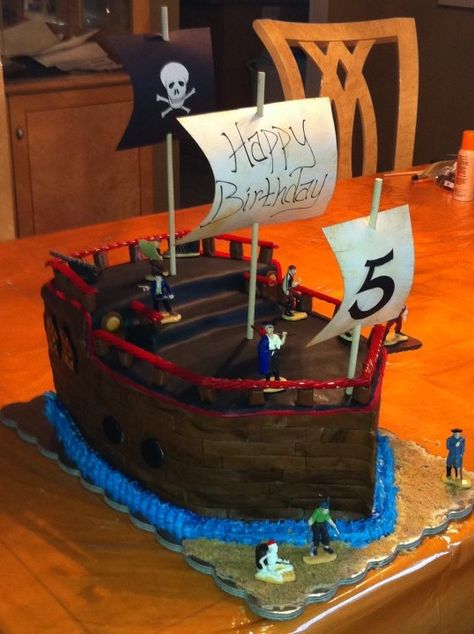 Pirate birthday Pirate Party Ideas, Wafer Cookie, Kids Pirate Party, Pirate Birthday Cake, Pirate Ship Cakes, Buttercream Birthday Cake, Lego Themed Party, Theme Party Ideas, Chocolate Wafer