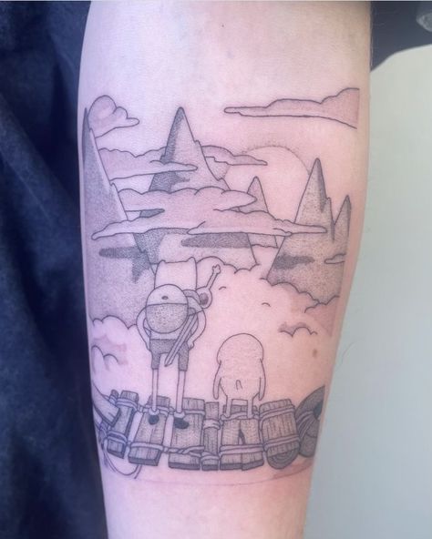 Finn The Human Tattoo Ideas, Marceline And Ice King Tattoo, Adventure Time Tattoo Sleeve, Jake And Finn Tattoo, Prismo Adventure Time Tattoo, Jake Adventure Time Tattoo, Small Adventure Time Tattoo, Adventure Time Flash Tattoo, Finn And Jake Tattoo