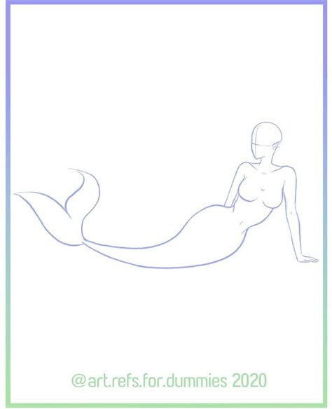 Reference by @art.refs.for.dummies on Instagram Mermaid Body Sketch, Chibi Mermaid Poses, Mermaid Swimming Drawing, Mermaid Base Drawing, Mermaid Sketch Poses, Mermaid Oc Art, Mermaid Pose Reference, Mermaid Anatomy, Mermaid Base