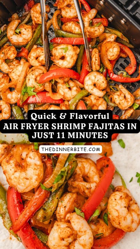 Say goodbye to your usual takeout, and hello to your new favorite meal! Our Air Fryer Shrimp Fajitas not only offer a mouthwatering, guilt-free twist on the classic fajita, but they're also incredibly easy to make. Discover how to create this delectable dish in your own kitchen with step-by-step instructions, ensuring that your next dinner becomes your best dinner yet – and your family will thank you! Air Fry Shrimp, Shrimp Fajita Recipe, Fry Shrimp, Air Fryer Recipes Low Carb, Air Fryer Shrimp, New Air Fryer Recipes, Shrimp Fajitas, Chicken Fajita Recipe, Juicy Shrimp