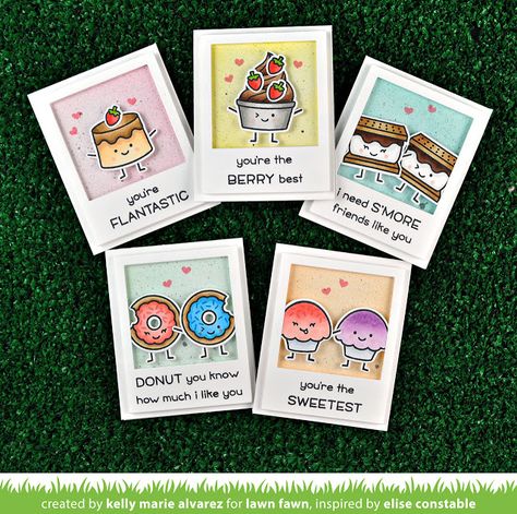 Lawn Fawn Intro: Sweet Friends - Lawn Fawn Best Friend Crafts, Craft Paper Flowers, Handmade Presents, Crafting Gifts, Happy Birthday Cards Diy, Best Friend Cards, Food Cards, Creative Birthday Cards, Birthday Card Drawing