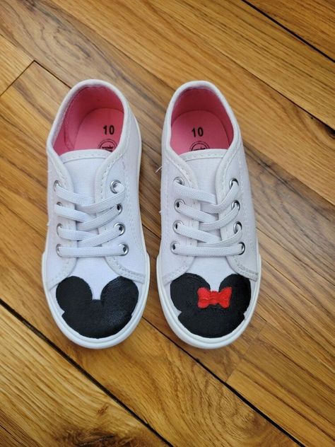 Disney Shoes Diy, Disney White Mickey Mouse Sneakers, Cute Mickey Mouse Low-top Sneakers, Plain White Shoes, Cute Low-top Sneakers With Mickey Mouse Design, Cute Minnie Mouse Low-top Sneakers, Disney Painted Shoes, Minnie & Mickey Painted Shoes, Custom Vans Shoes