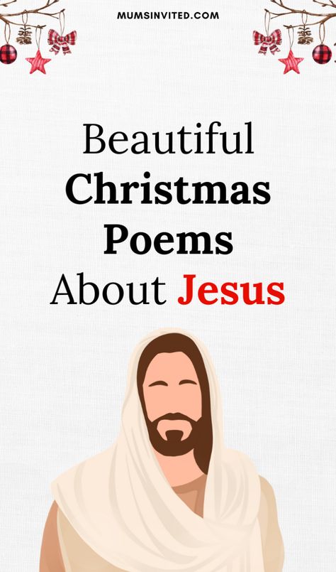 Celebrate the true meaning of Christmas with inspiring poems about Jesus! Perfect for kids, preschoolers, and toddlers in church Sunday school, kids' church, or family gatherings. These short Christian verses highlight His love and the joy of the season. Ideal for cards, kindergarten teachers, or as free printables for church events. Share the story of His birth with friends and family using these Christmas poems in a meaningful way this 2024. short christmas poems about Jesus Poems About Jesus, Christmas Quotes Romantic, Short Christmas Greetings, Short Christmas Poems, Holiday Quotes Christmas, Christmas Quotes Jesus, Christmas Gift Quotes, Inspiring Poems, Cute Christmas Quotes