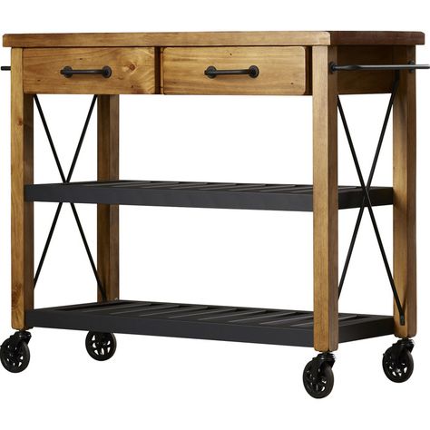 You'll love the Baxton Studio Kitchen Island with Wooden Top at Wayfair - Great Deals on all  products with Free Shipping on most stuff, even the big stuff. Cottage Kitchens, Timeless Furniture, Best Kitchen Designs, White Modern Kitchen, Cottage Kitchen, Kitchen Cart, Kitchen Shelves, Diy Kit, Kitchen Styling