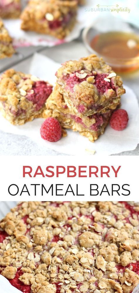 Breakfast Oatmeal Bars, Easy Oatmeal Bars, Raspberry Oatmeal Bars, Oatmeal Bars Healthy, Raspberry Breakfast, Oatmeal Bars Recipes, Raspberry Oatmeal, Oatmeal Breakfast Bars, Raspberry Bars