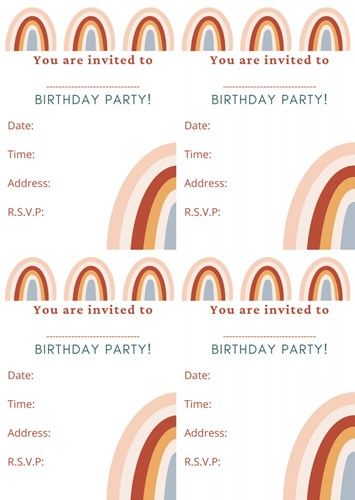 Rainbow Birthday Party Invitations | FREE Printables | OHbaby! Printable Party Invitations Free, Rainbow Birthday Party Invitations Free Printable, Free Birthday Party Invitation Templates, Rainbow Birthday Invitations Template, Aesthetic Invitation Card Birthday, Birthday Invitations Aesthetic, Birthday Invitation Template Free Editable, Rainbow Birthday Party Invitations, Girls Birthday Invitations