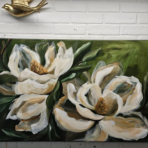 Smell the sweet Magnolias 🤍 I love how the painting turned out! This beauty is framed, ready to hang in your home🏡 #zoewhiteart #abstractpainting #texasartist #painting #floral #magnolia #floralpaintings #homedecor Magnolia Oil Painting, Magnolia Flower Art, Willow Painting, Magnolia Flower Painting, Magnolia Painting, Magnolia Art, Magnolia Paint, Sweet Magnolias, Room Revamp