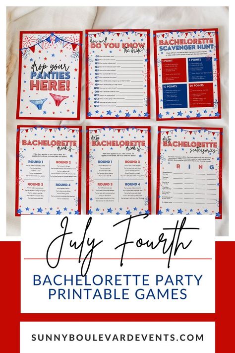 Bachelorette Weekend Games, Group Laughing, Blue Bridal Shower Themes, Party Drinking Games, Red White And Blue Decorations, Bachelorette Party Games Drinking, Summer Bachelorette, Summer Bachelorette Party, Photo Backdrop Ideas