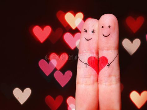 Happy Couple Concept. Two fingers in love with painted smiley. Faces and heart o , #Ad, #fingers, #love, #Concept, #Happy, #Couple #ad Finger Couple, Two Fingers, Happy Couple, Smiley, In Love