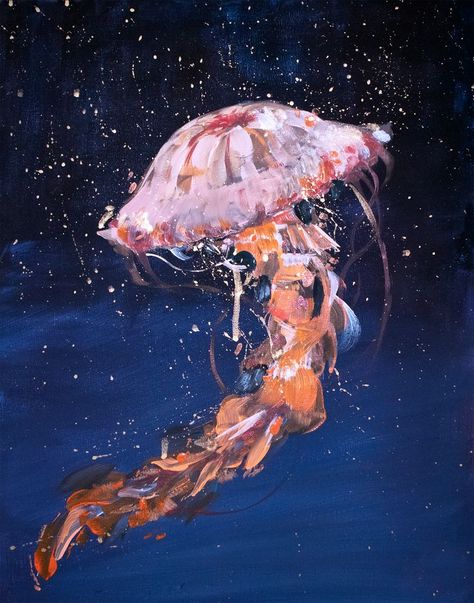 Underwater Jellyfish, Jellyfish Painting, Ocean Underwater, Underwater Painting, Jellyfish Art, Jennifer Taylor, Underwater Art, Mirror Painting, Newcastle Upon Tyne