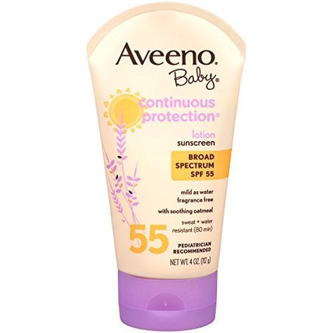 Aveeno Baby Continuous Protection Lotion Sunscreen With Broad Spectrum SPF 55 4 Oz *** Want to know more, click on the image. Best Baby Sunscreen, Baby Moisturizer, Aveeno Baby, Baby Sunscreen, Safe Sunscreen, All Natural Makeup, Best Sunscreens, Baby Lotion, Sunscreen Lotion