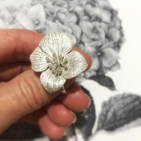 Real Flower Ring, Forest Ring, Silver Cuff Ring, Sterling Silver Stackable Rings, Chunky Silver Rings, Jewelry Chunky, Silver Flower Ring, Unusual Rings, Dainty Gold Rings