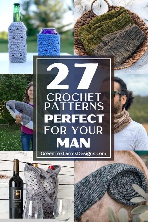 FREE Crochet Patterns to Make Gifts for Him Crochet Patterns For Men, Men Scarf Crochet Pattern, Thoughtful Handmade Gifts, Easy Gift Ideas, Crochet Tote Pattern, Crochet Socks Pattern, Crochet Christmas Gifts, Crochet Cowl Pattern, Crochet Frog