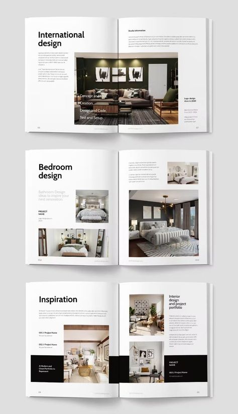 Interior Design Portfolio Brochure Template InDesign. 16 Pages. Interior Design Magazine Layout, Presentation Furniture Design, Indesign Portfolio, Interior Brochures, Interior Design Portfolio Layout, Indesign Layout, 잡지 레이아웃, Interior Design Layout, Brochure Design Layout