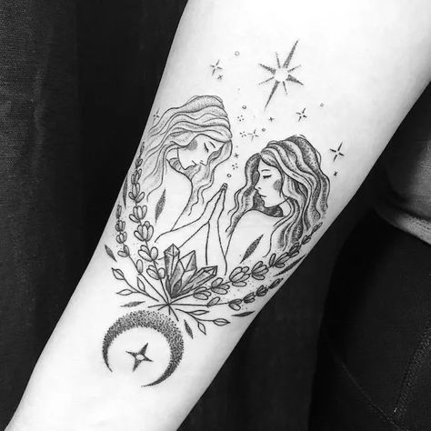 Goddess Tattoo Design Gemini, Unique Gemini Tattoos For Women, Creative Gemini Tattoo, Gemini Couple Tattoos, Gemini Mermaid Tattoo, Gemini Woman Tattoo, Gemini Tattoo Ideas Unique For Women, Gemini Face Tattoo, Gemini Goddess Art