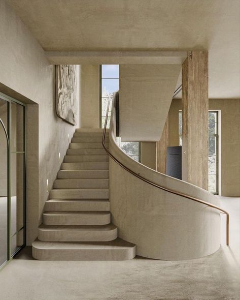 Microcement Staircase, Vintage Stairs, Circle Stairs, Concrete Effect Paint, Staircase Design Modern, Urban Design Plan, Conceptual Architecture, The World Of Interiors, Hallway Designs