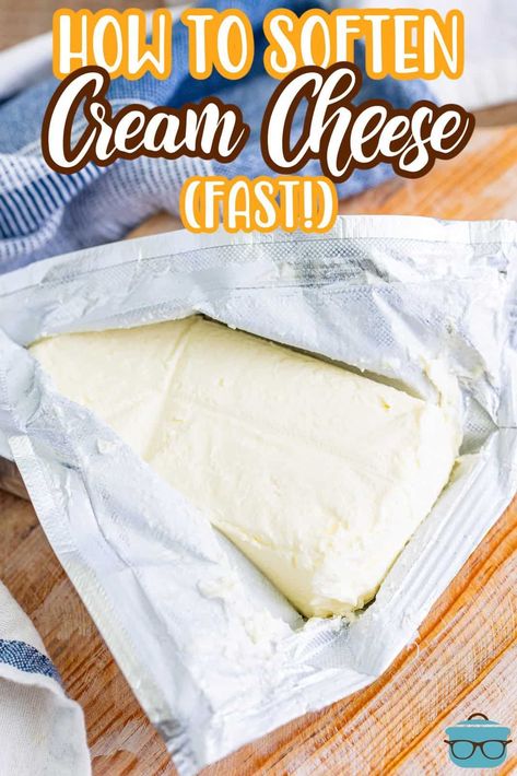 Forgot to take out the cream cheese in time to get it to room temperature? Not to worry! This hack on how to soften cream cheese quickly is a lifesaver for any creamy recipe! Baking Storage, Apple Pie Filling Recipes, Enchilada Ingredients, Banana Dessert Recipes, Creamy Recipes, Country Cook, Diy Cooking, Baking Basics, Sausage Balls