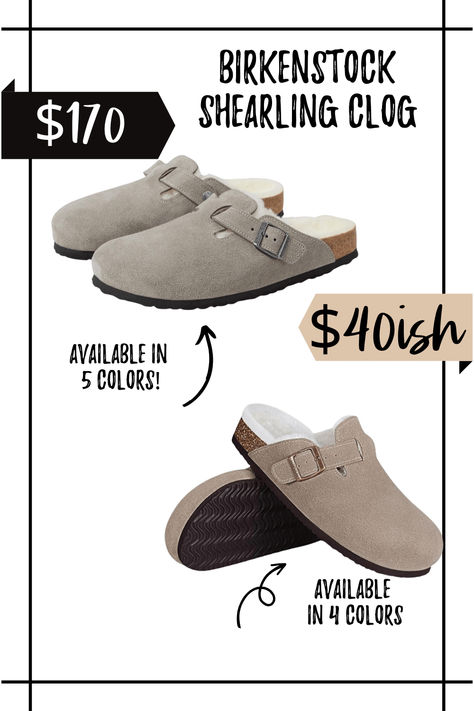 Clogs and shearling clogs are here to stay. Compare the popular Birkenstock shearling clog to a more affordable option to find what is right for you. Click the link to head to the post. Birkenstock Shearling Outfit, Shearling Outfit, Clog Outfits, Birkenstock Shearling, Shearling Clogs, Sorel Womens, I Spy, Retail Therapy, Suede Shoes