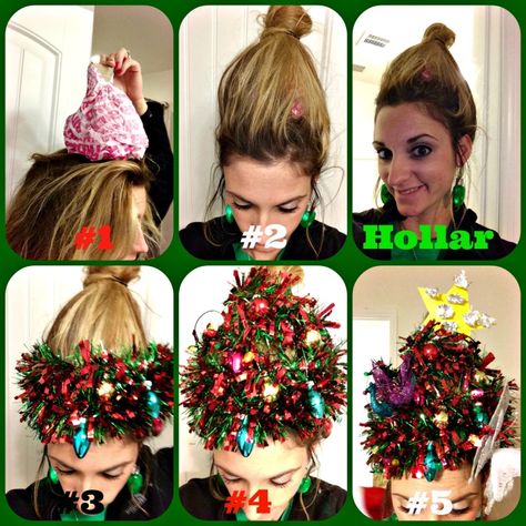 Whoville Costumes, Ugly Christmas Sweater Diy Funny, Christmas Tree Hair, Cheer Dress, Diy Christmas Sweater, Christmas Sweater Outfits, Diy Ugly Christmas Sweater, Christmas Dress Up, Dress Up Party