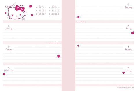 Sanrio Weekly Planner Template, Hello Kitty Daily Planner, Hello Kitty Weekly Planner, Sanrio Weekly Planner, Sanrio Planner, Calendar Sanrio, Planner Template Printable, Hello Kitty School, Leto Joker