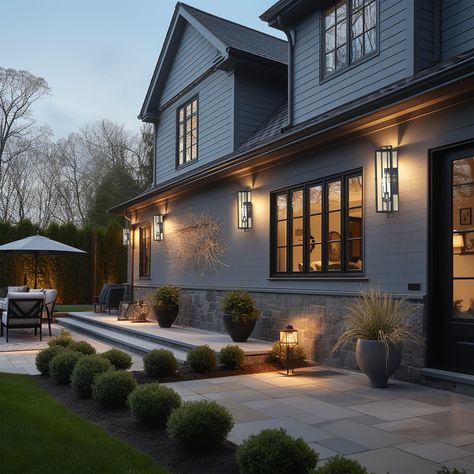 Metal House Exterior, Rustic Exterior House Colors, Lilly Pond, Porch Light Fixtures, Outdoor Wall Mounted Lighting, House Design Trends, Contemporary Craftsman, Small Modern Home, Black Outdoor Wall Lights