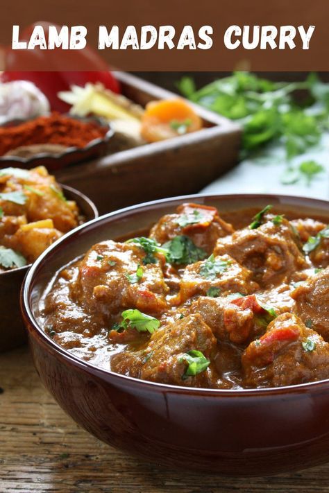 Lamb Madras Curry | https://www.recipemash.com/how-to-cook-madras-lamb-curry/ Lamb Madras Curry, Lamb Curry With Coconut Milk, Lamb Madras Recipe, Curry Recipes Without Coconut Milk, Lamb Curry Recipes Indian, Beef Curry Recipe Indian, Lamb Korma Recipe, Lamb Madras, Madras Recipes