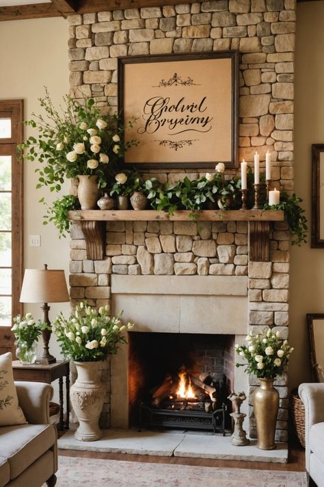 20 French Country-Style Home Ideas – ToolzView Old World Style Home Exterior, French Country Mantle Decor, French Country Ranch House, French Country Entryway Ideas, French Country Foyer, Country Mantle Decor, French Country Entryway, French Country Mantle, French Country Crafts