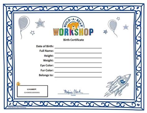 Build A Bear Party, Perfect Attendance Certificate, Bunny Activities, Template Design Ideas, Birth Certificate Template, Build A Bear Workshop, Certificate Background, Graduation Money, Awards Certificates Template