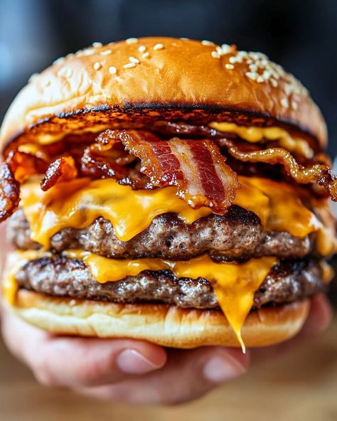 Ultimate Cheesy Bacon Burger Gourmet Burgers Recipes, Chicken Burgers Recipe, Burger Dogs, Beef Patties, Bacon Stuffed Mushrooms, Bistro Food, Bacon Burger, Cheesy Bacon, Cheese Burger